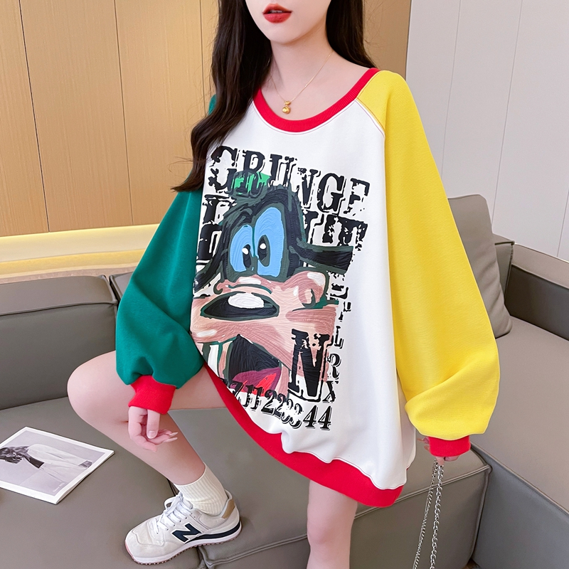 實拍華棉 寬鬆卡通套頭衛衣女新款秋季百搭設計感春秋薄款外套