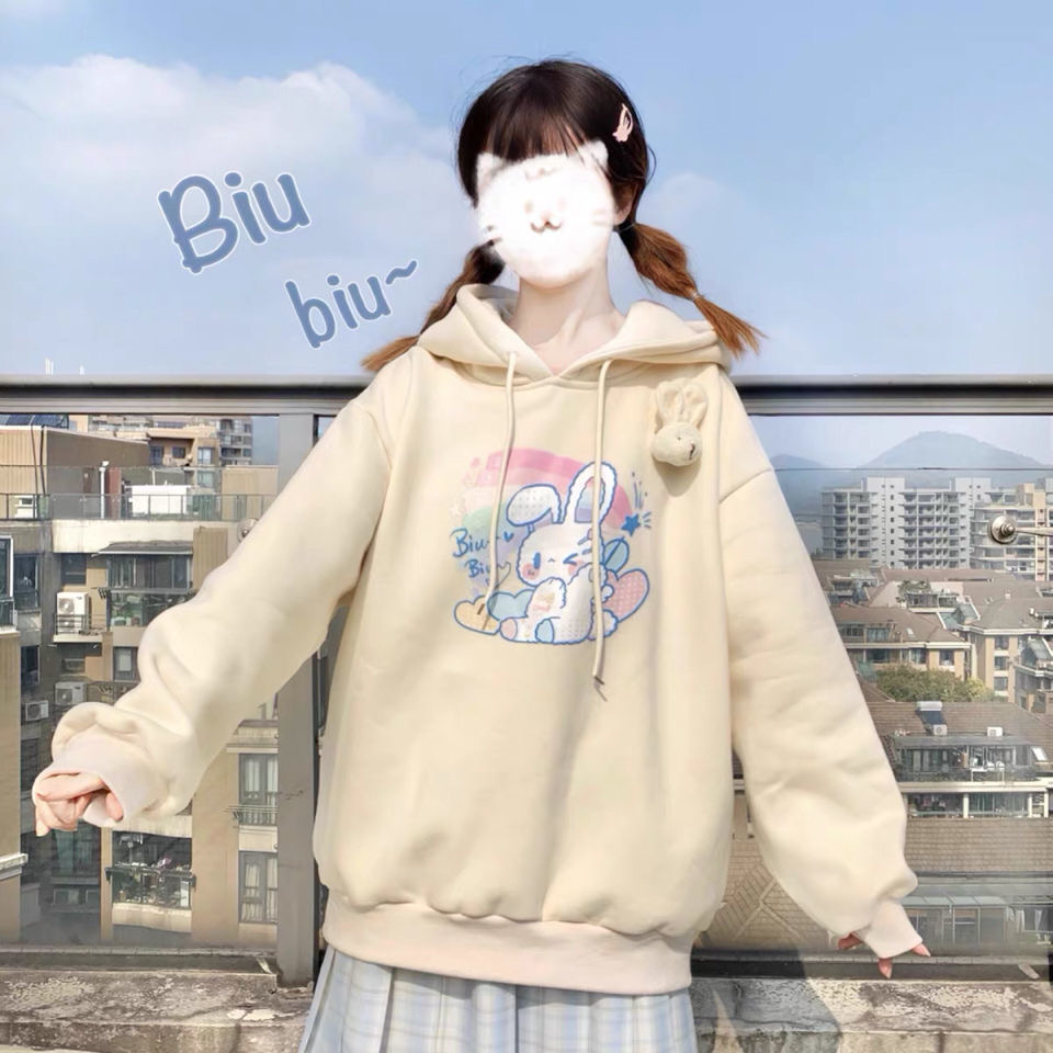 2023年新款寬鬆休閒女裝 加絨250g / 大衛衣連帽秋冬款衛衣女加絨