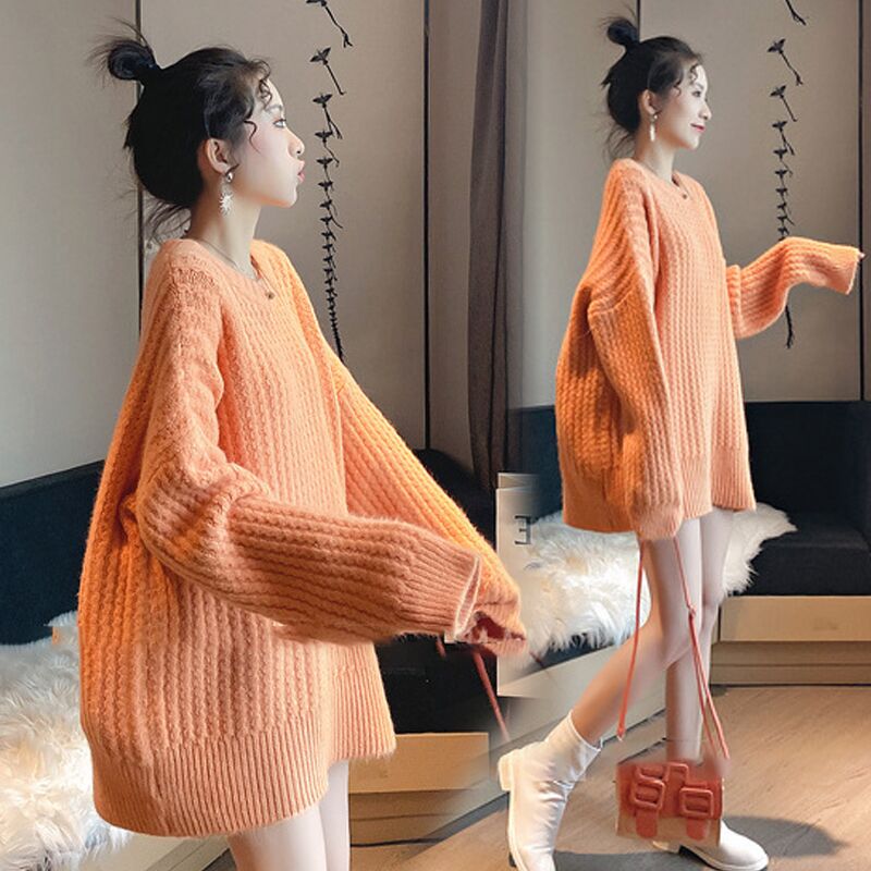 冬裝加厚麻花寬鬆網紅慵懶風韓版外穿時尚毛衣套頭女L-4XL200斤