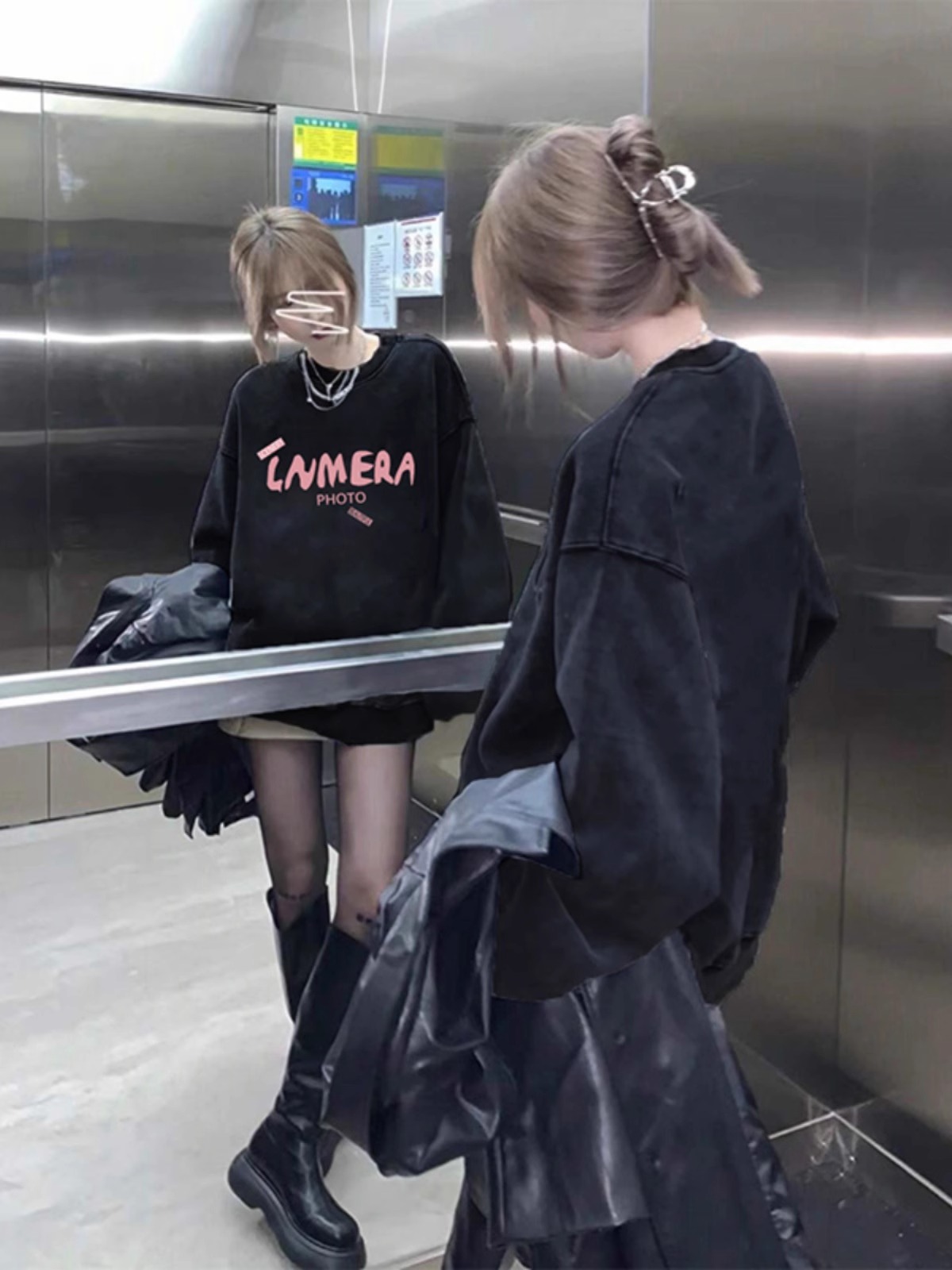 水洗灰純棉美式衛衣oversize小眾高街潮牌ins春秋寬鬆慵懶上衣女