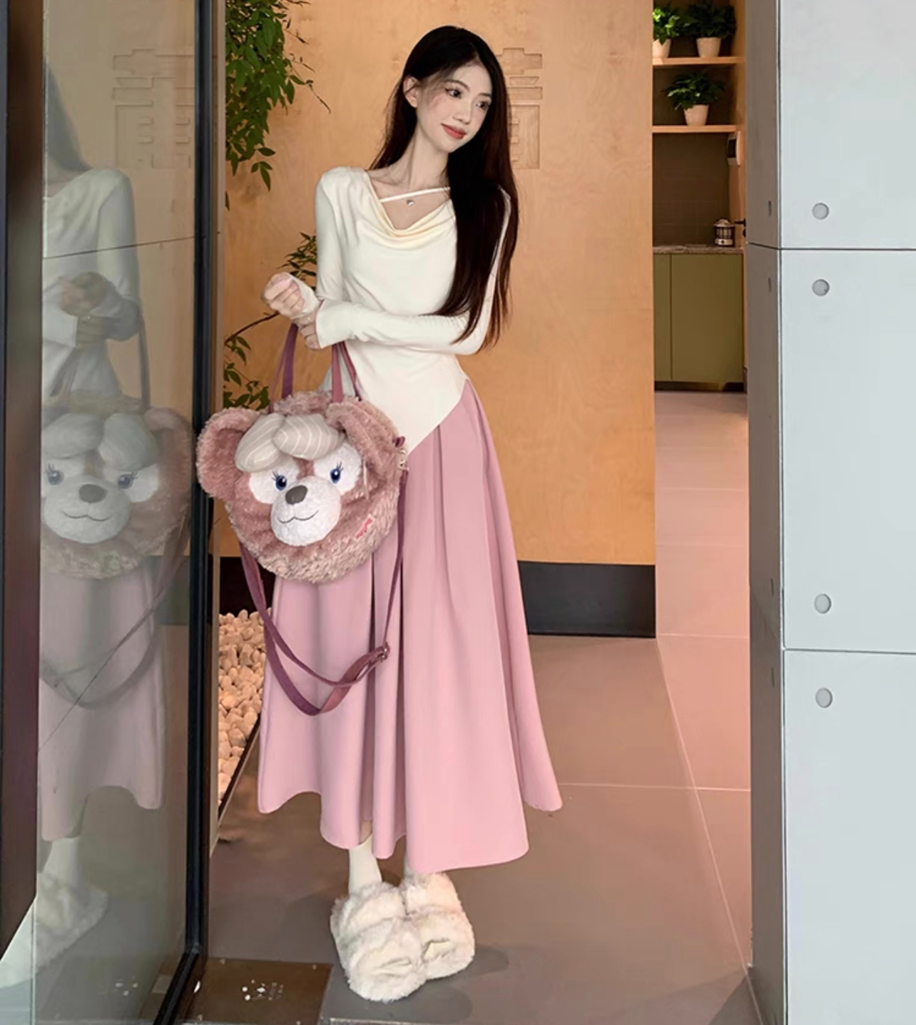 兩件套新款早秋不規則長袖T恤+半身裙韓版甜辣風設計感修身顯瘦