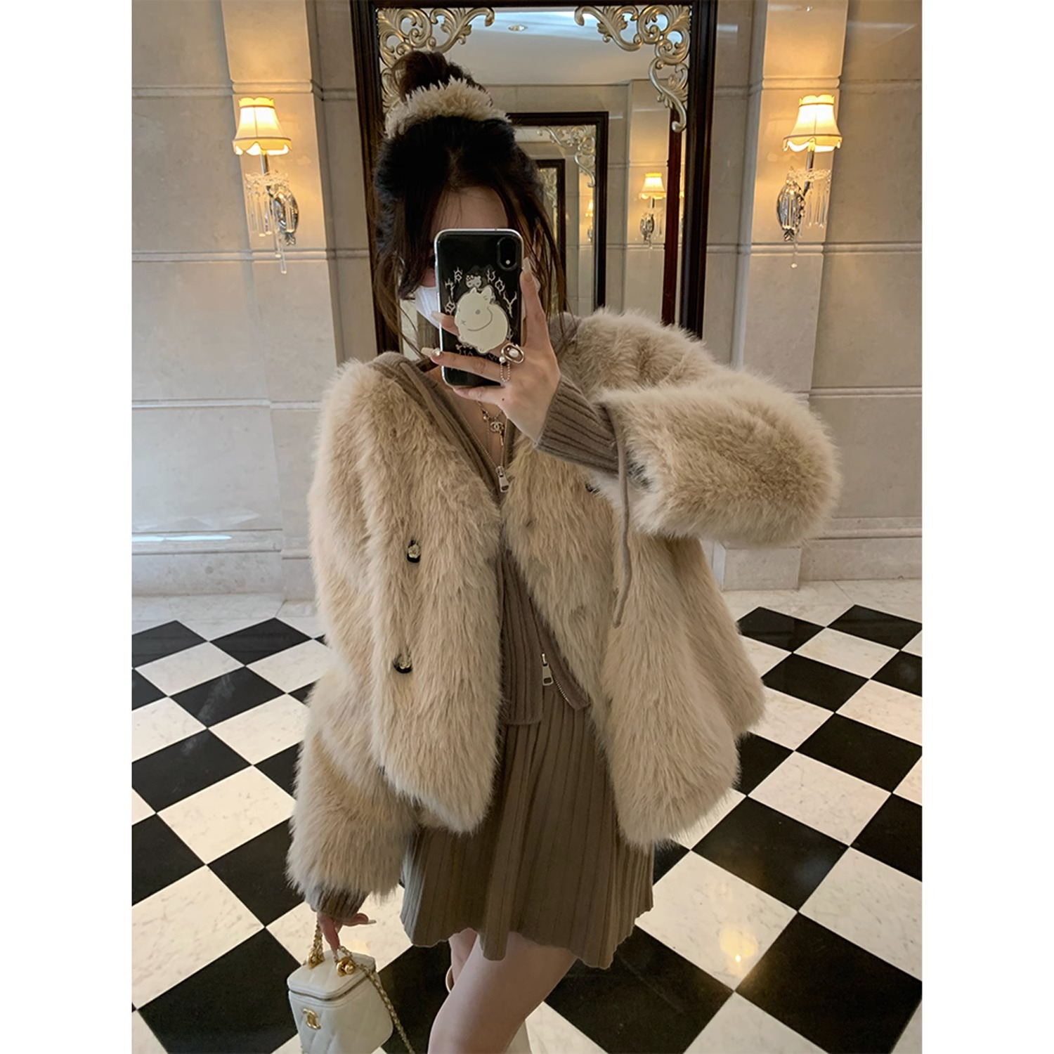 2023 new autumn and winter high-end niche furry jacket original fabric