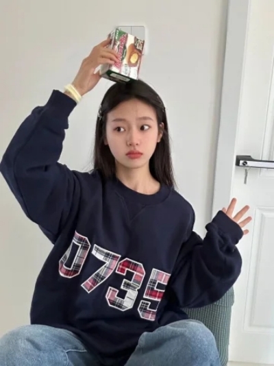魚鱗8515薄款圓領衛衣女韓版設計感寬鬆休閒慵懶風小眾衛衣