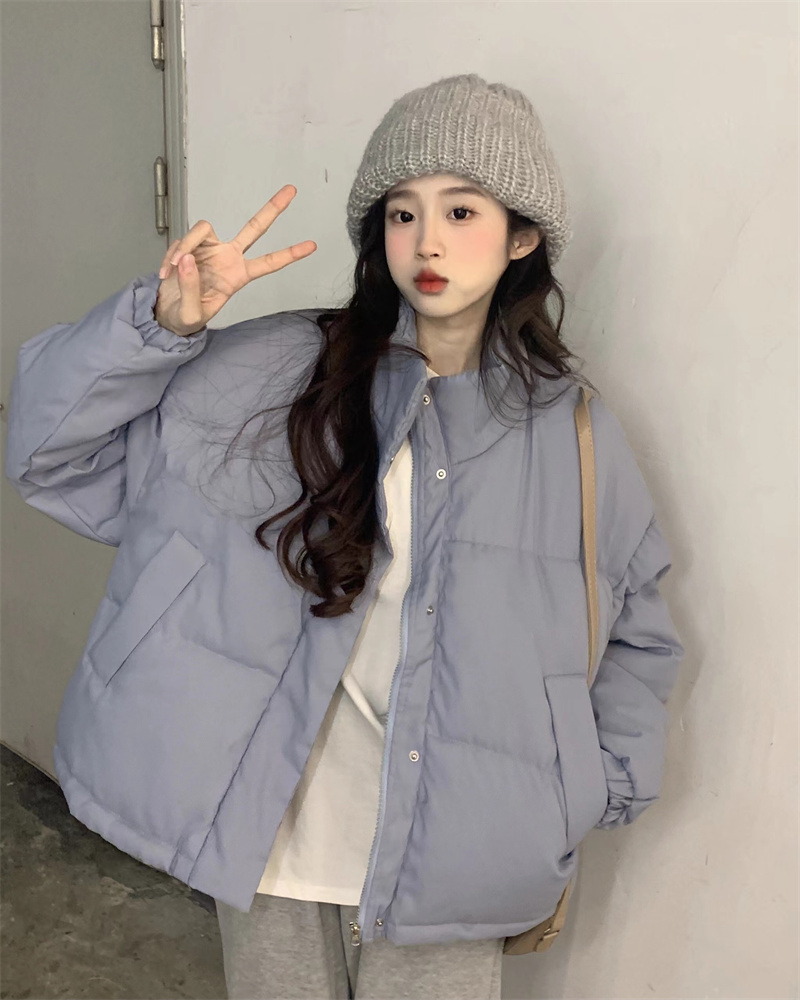 實拍  加厚羽絨棉服女新款設計感短款小個子立領泡芙麵包服外套