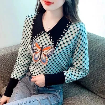 蝴蝶結毛衣女秋冬2023新款流行時髦時尚洋氣高級感打底衫上衣
