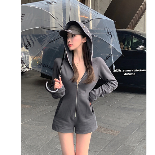 Real shot ~ High-end long-sleeved hoodie 2023 new casual jumpsuit shorts for women small ones