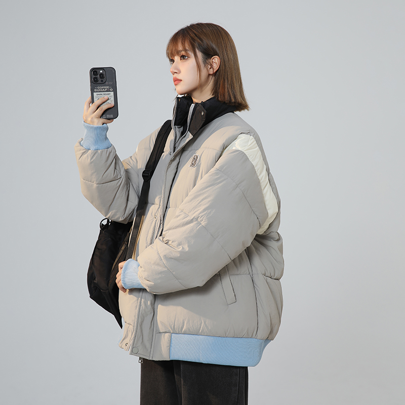 實拍韓系2023冬新款羽絨棉服女寬鬆學生短款麵包服棉衣外套潮