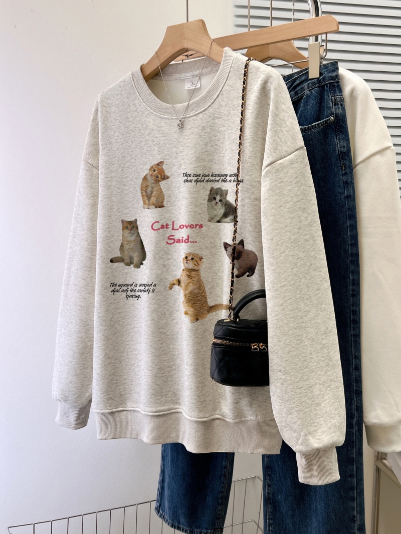 Actual shot of Chinese cotton/thin 310g/plus velvet 410g autumn and winter sweatshirt for women