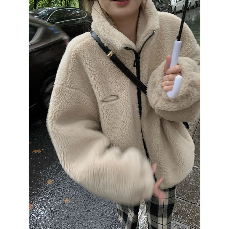 300克仿羊羔絨韓版羊羔毛外套女秋冬新款高級感百搭上衣潮