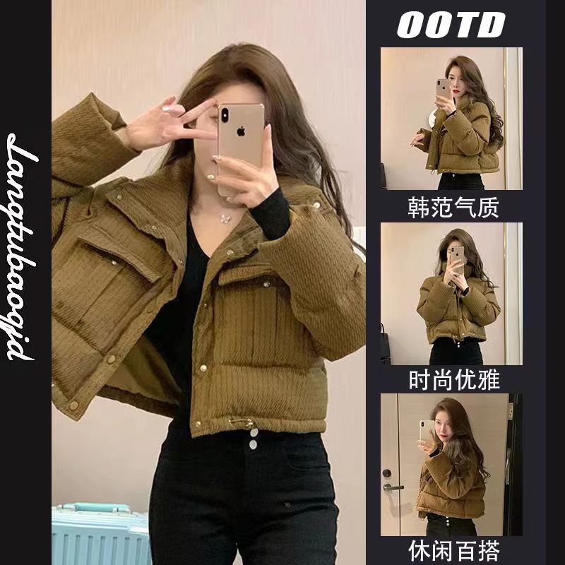 網圖時尚立領短款棉服女秋季新款加厚復古港味洋氣小個子麵包服