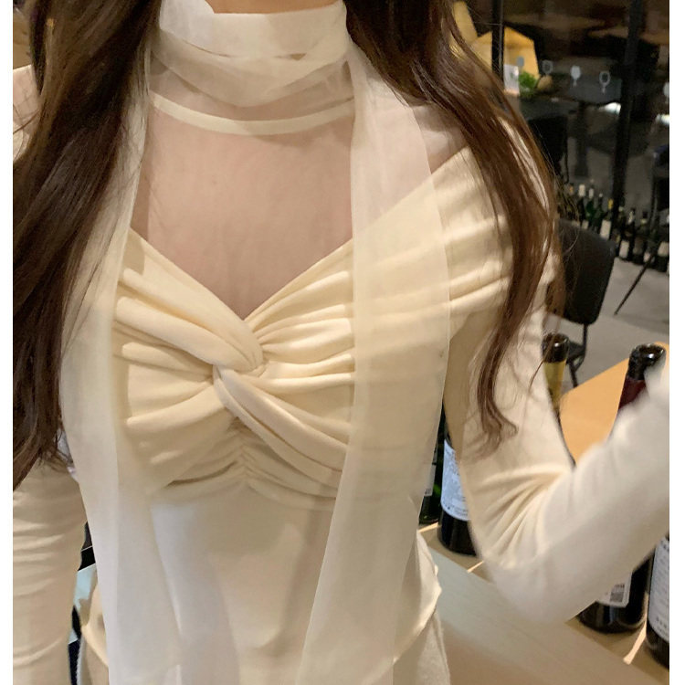 德絨韓版法式針織小心機打底衫女秋冬季高級感溫柔內搭上衣超仙