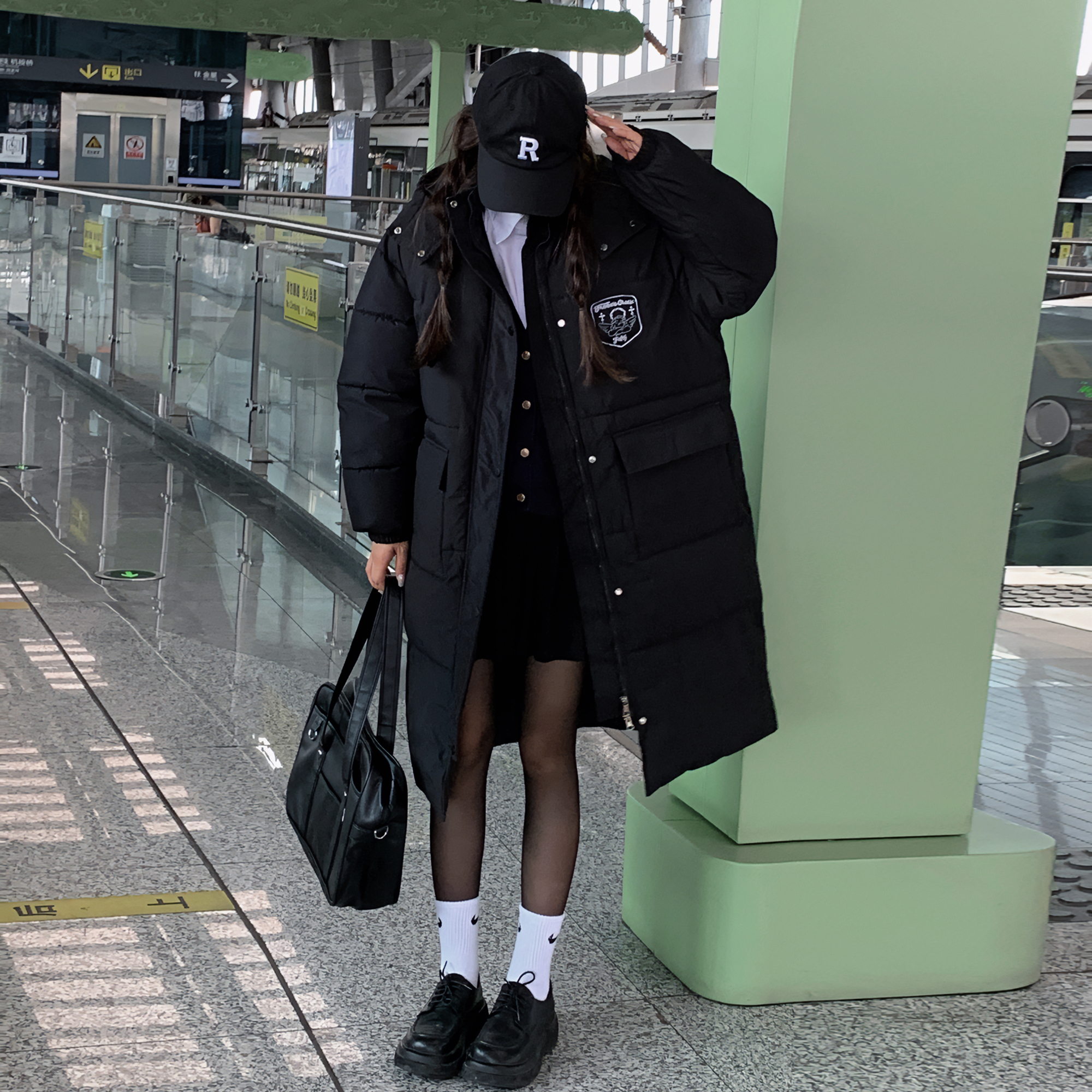 實拍學院風閨蜜裝短款棉服女小個子2023新款加厚棉衣面外服長外套