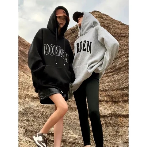 魚鱗8515薄款連帽衛衣女韓版設計感寬鬆休閒慵懶風小眾衛衣