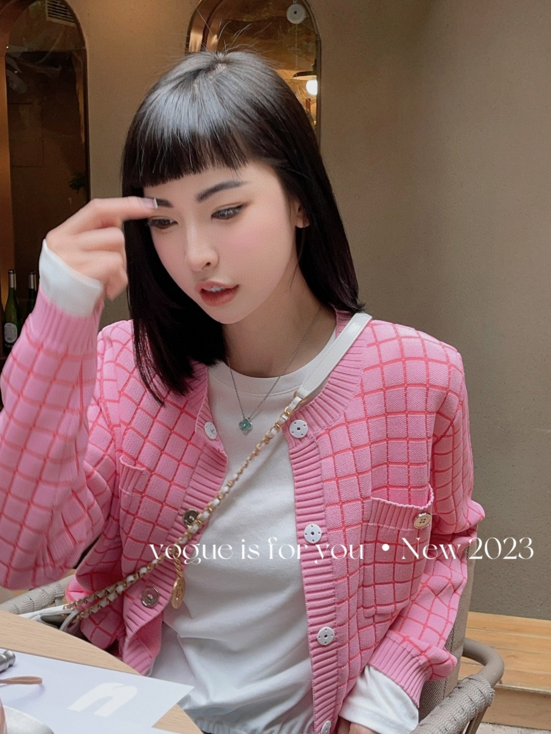 PAIJIA歐貨2023新歐洲站女華夫格子百搭顯瘦針織開衫外套