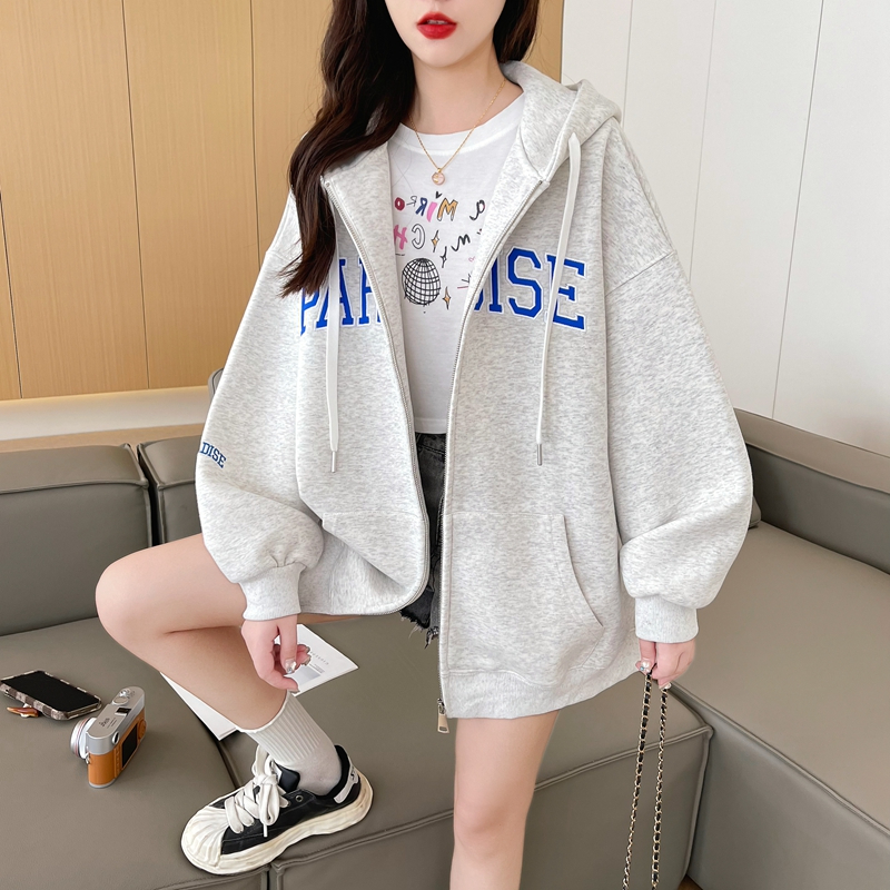 實拍華棉銀狐絨 寬鬆連帽棒球服外套女秋冬設計感拼接開衫