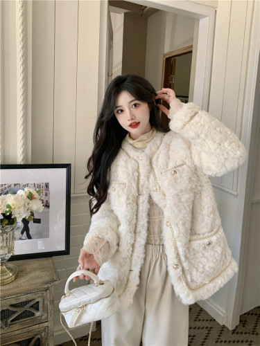 Actual shot~Winter small fragrant style coat fur one-piece fur thickened coat female celebrity imitation fur coat