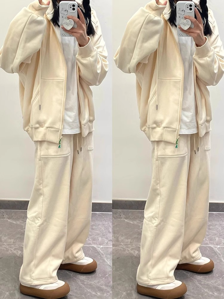 秋冬新款運動套裝女學院風慵懶連帽衛衣衛褲小個子休閒兩件套