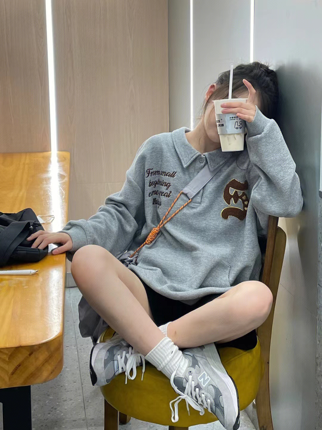美式小眾設計慵懶風Polo領華夫格寬鬆百搭上衣