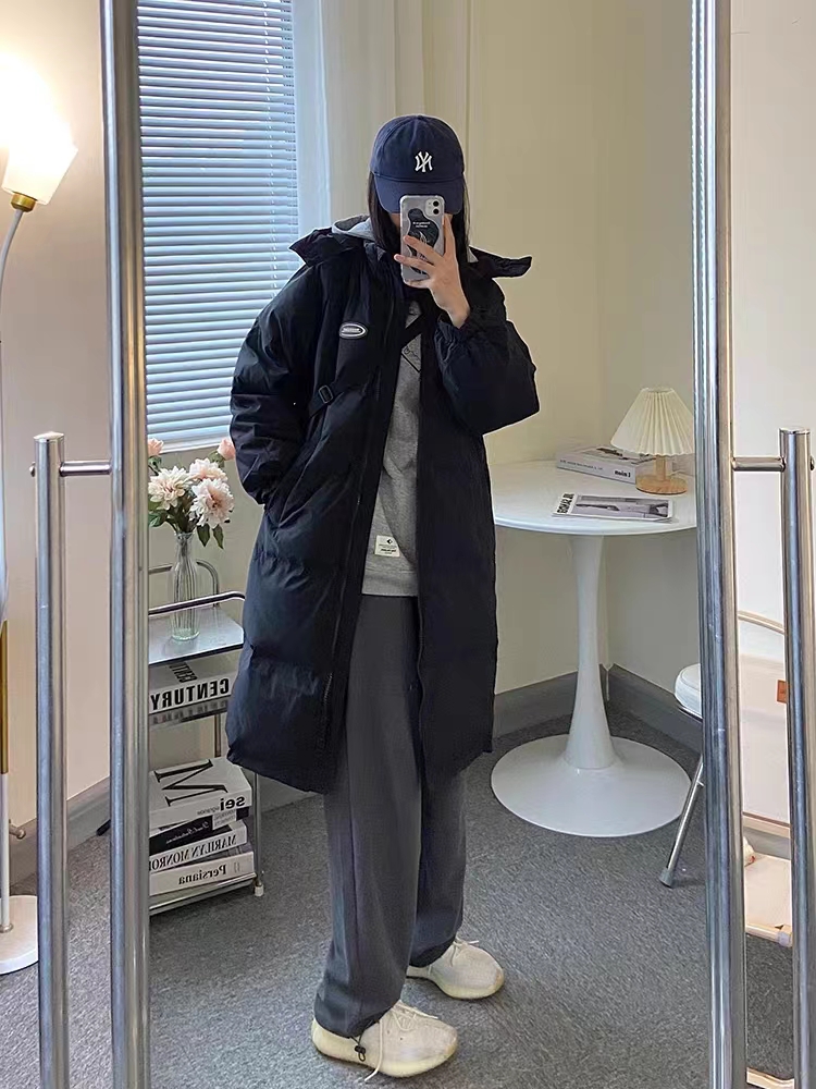 韓版羽絨服女中長款2023新款冬季過膝寬鬆情侶時尚顯瘦男女外套潮