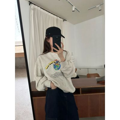 原宿BF加絨加厚套頭圓領衛衣女學生鹽系寬鬆上衣秋冬季外套慵懶風