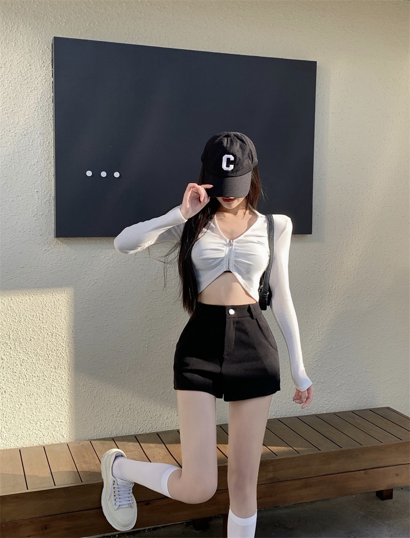 實拍！新款加絨高腰性感辣妹百搭氣質修身顯瘦休閒短熱褲