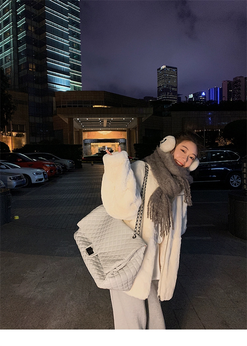 2023 Winter New Korean Style Imitation Rex Rabbit Fur Coat Women's Medium Long Loose Thickened Mink Fur Coat