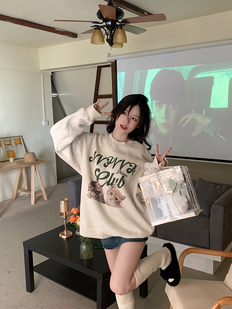 加絨250g / 大衛衣圓領秋冬款衛衣女加絨