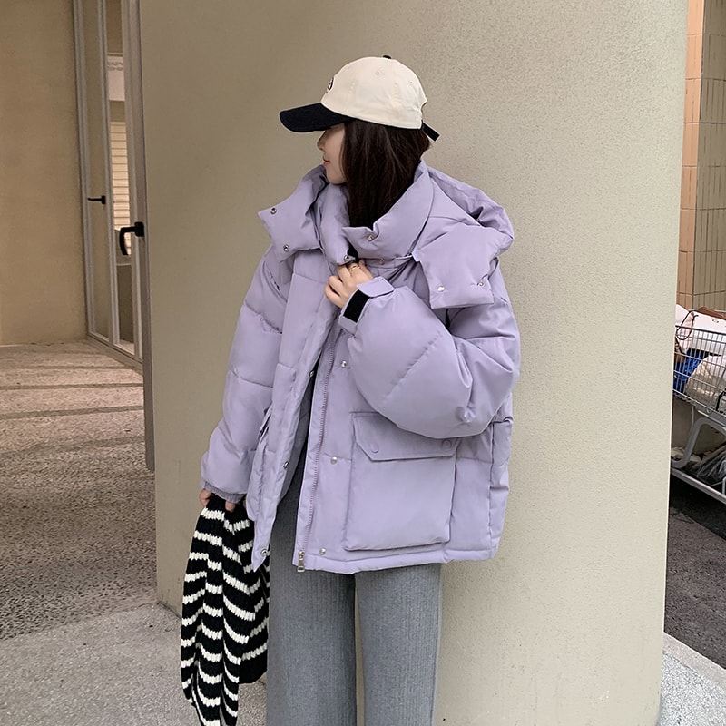 2023冬季新款可脫卸帽羽絨棉服女短款韓版寬鬆休閒麵包服外套潮