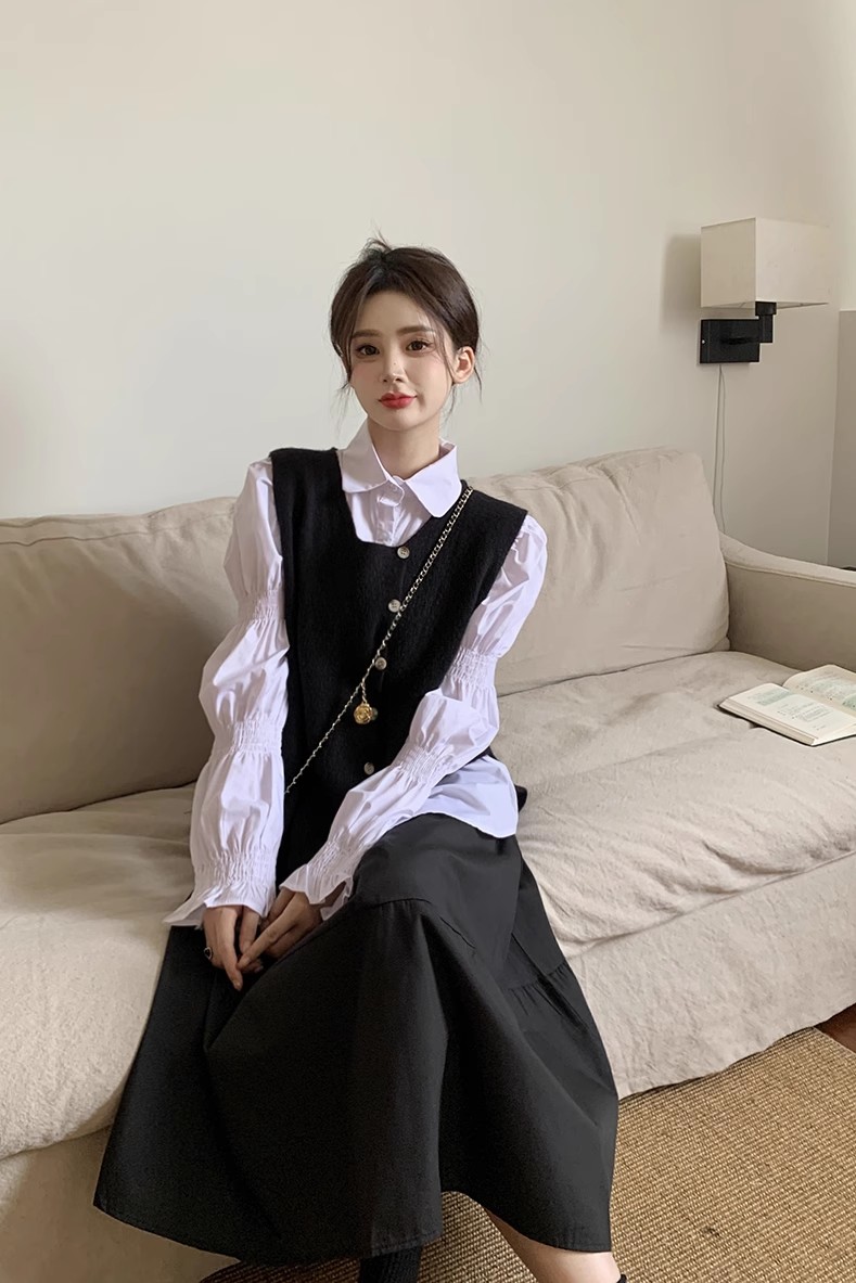 大碼女裝巨顯瘦遮肉套裝女胖mm秋季2023新款學院風減齡裙子兩件套