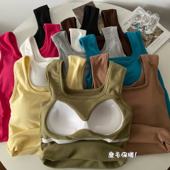 Real shot dopamine hot girl pure desire strapless vest undergarment brushed fleece warm bra pad outerwear innerwear top 