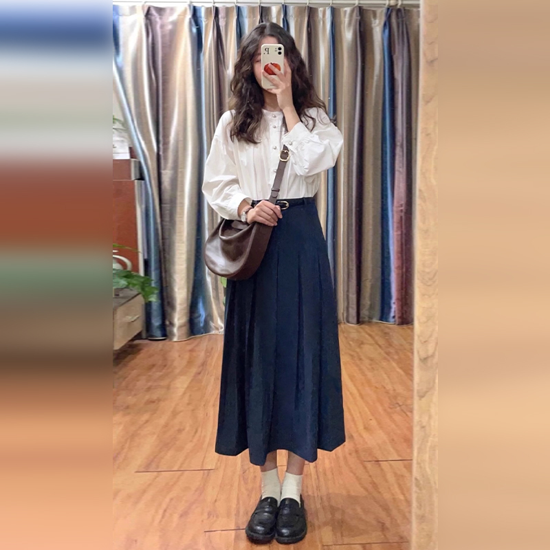 白色襯衫女2023新款秋季襯衣小個子別致漂亮小衫長袖上衣時尚洋氣