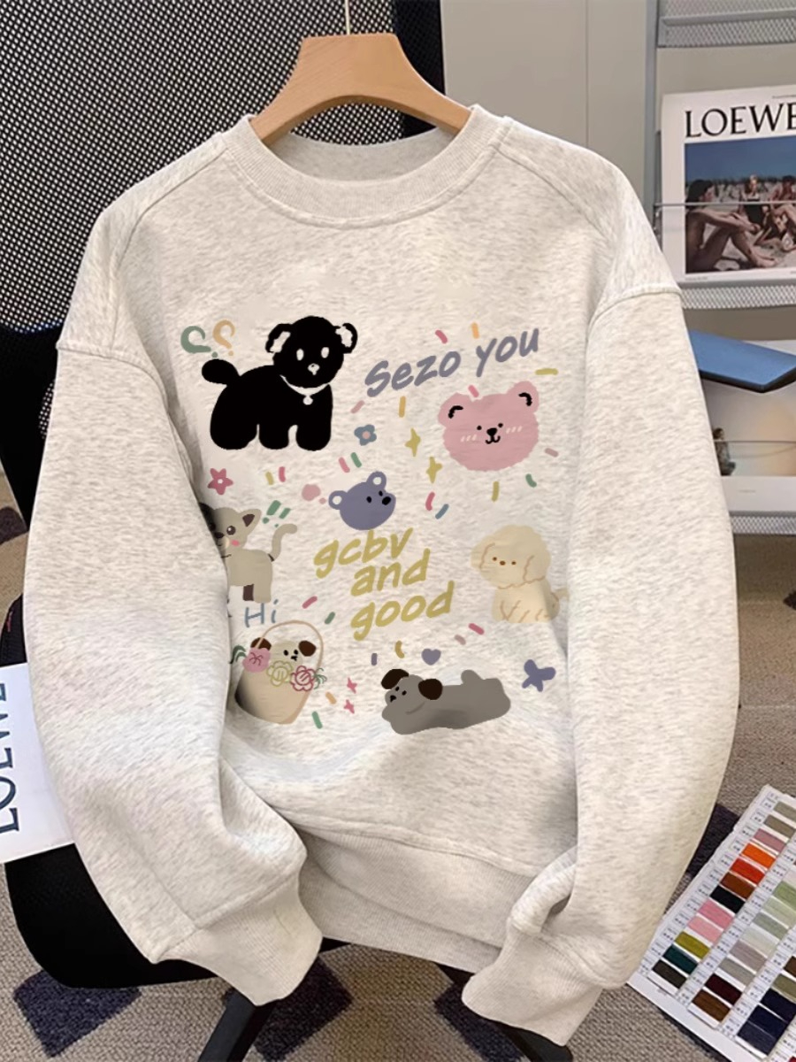 高端品質圓領衛衣女奶甜獨特别致上衣
