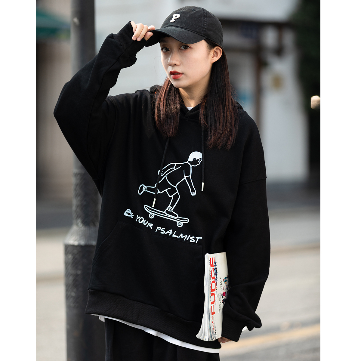 2023新款休閒大碼加絨250g / 大衛衣連帽秋冬款衛衣女加絨