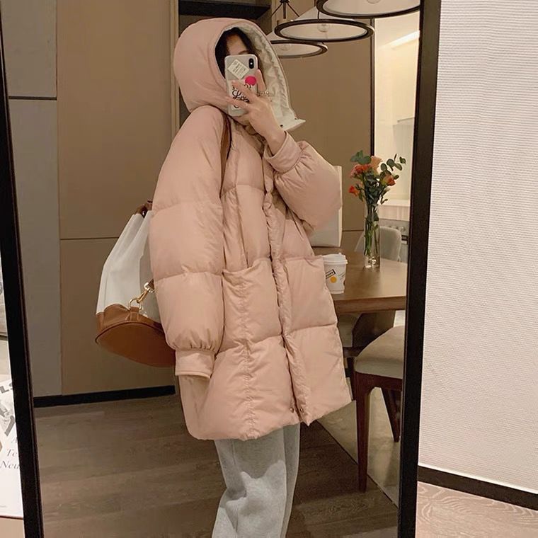 官圖2023年新款羽絨服女冬反季中長款小個子棉服收腰學生棉衣外套
