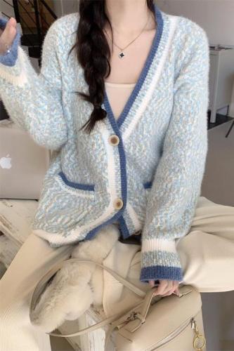 Actual shot ~ Sweater coat for women  new spring and autumn velvet loose and lazy style knitted cardigan jacket
