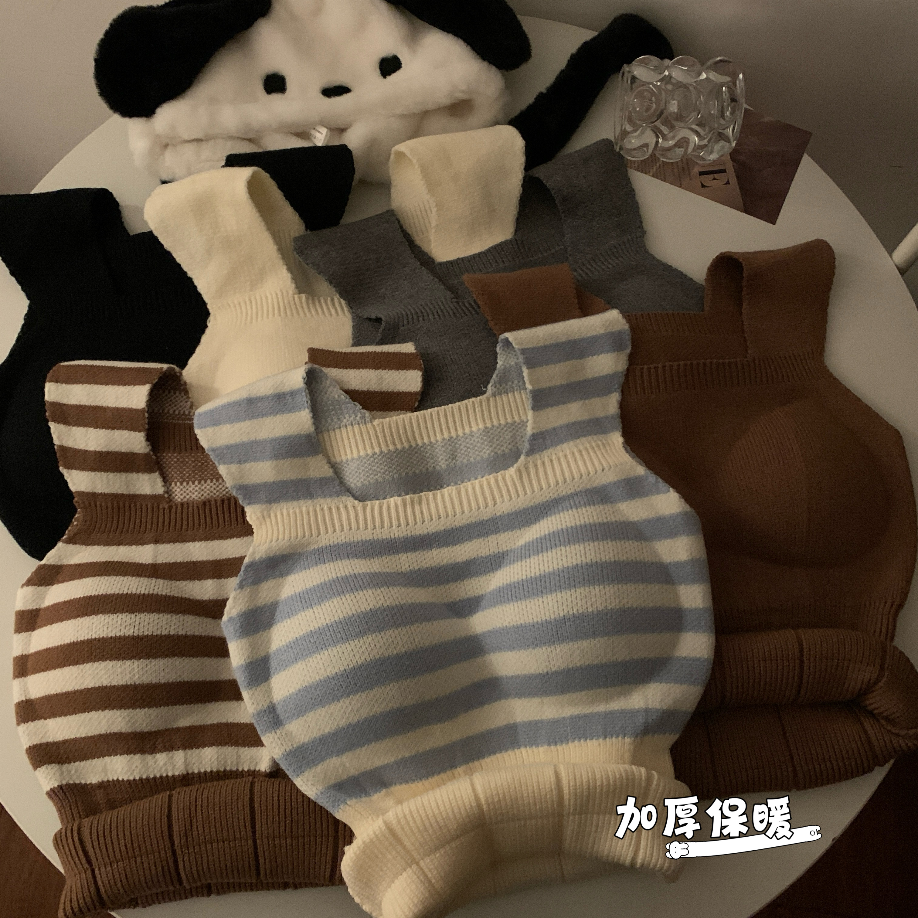 實拍 針織毛衣背心保暖免穿文胸帶胸帶一體內衣加厚上衣女