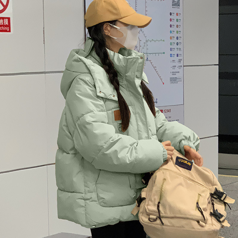 實拍羽絨服棉服女冬季2023新款工裝厚外套oversize麵包服棉襖外套
