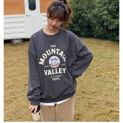 原宿BF加絨加厚套頭圓領衛衣女學生鹽系寬鬆上衣秋冬季外套慵懶風