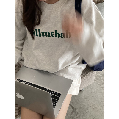 原宿BF加絨加厚套頭圓領衛衣女學生鹽系寬鬆上衣秋冬季外套慵懶風