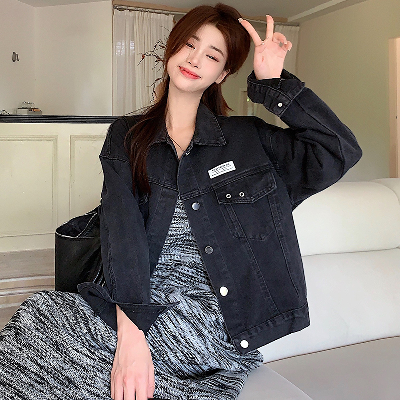 實拍簡約復古氣質牛仔外套秋季新款女裝小個子設計感小眾短款上衣
