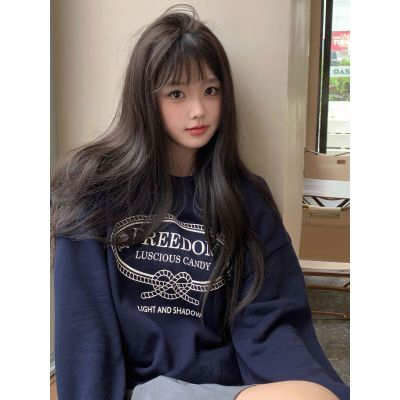 原宿BF加絨加厚套頭圓領衛衣女學生鹽系寬鬆上衣秋冬季外套慵懶風