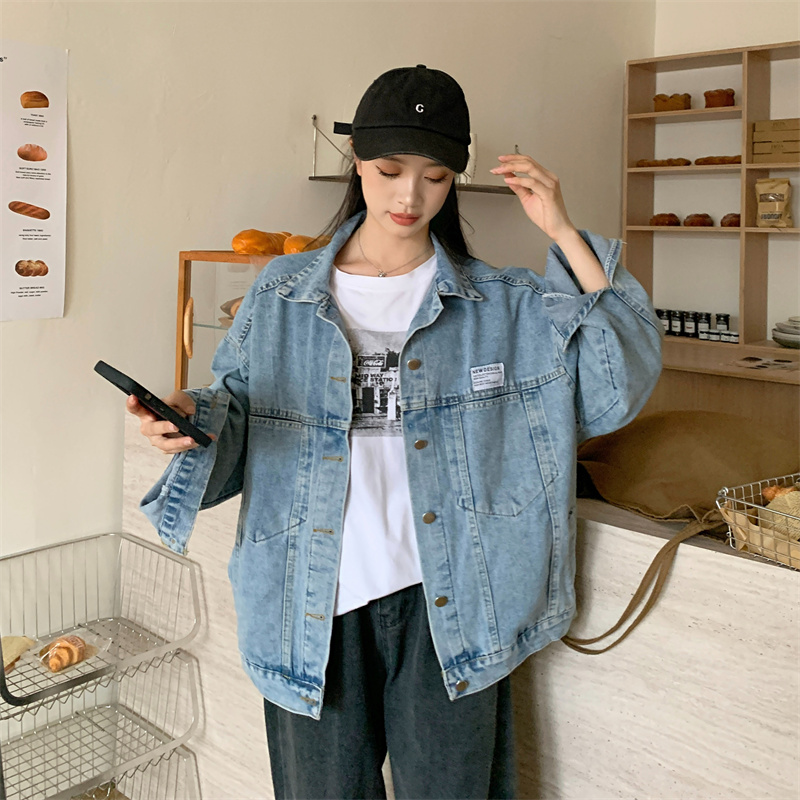 實拍春秋季2023新款復古水洗牛仔外套女設計感洋氣百搭上衣