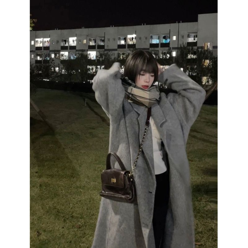 Woolen coat for women 2023 autumn and winter new style Hepburn trend Korean style small person high-end woolen coat