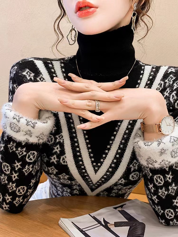 歐貨高領打底衫女秋冬加絨加厚保暖內搭毛衣修身顯瘦氣質針織上衣