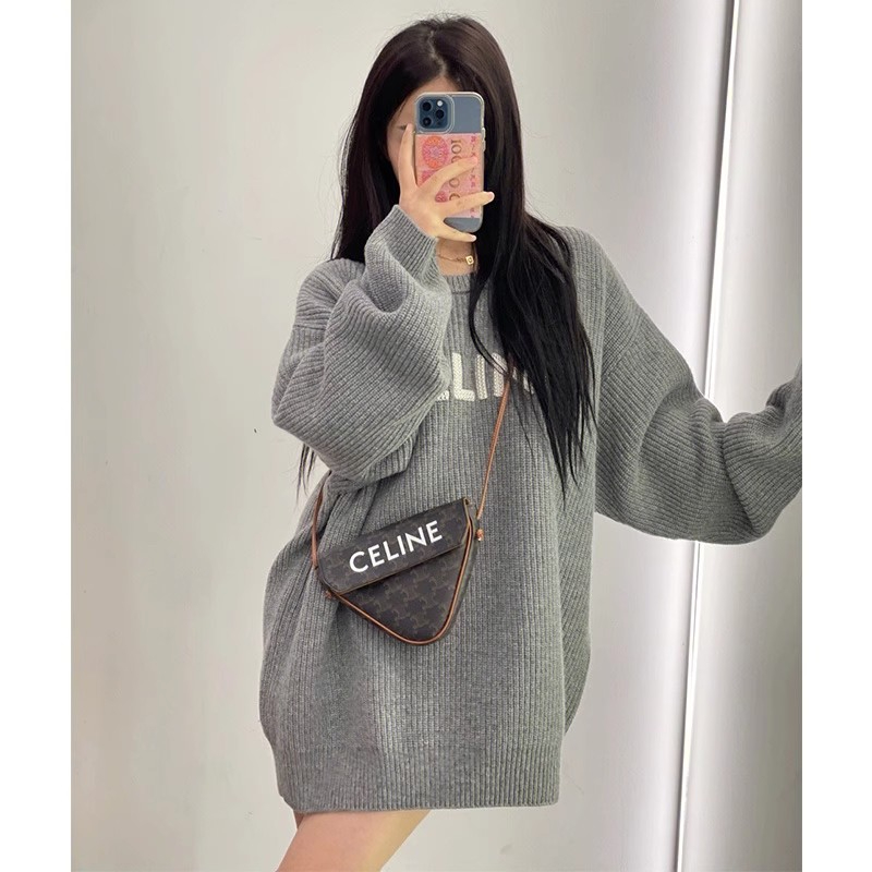 國潮中長款灰色套頭毛衣休閒寬鬆外穿hiphop秋冬疊穿街頭潮酷女孩