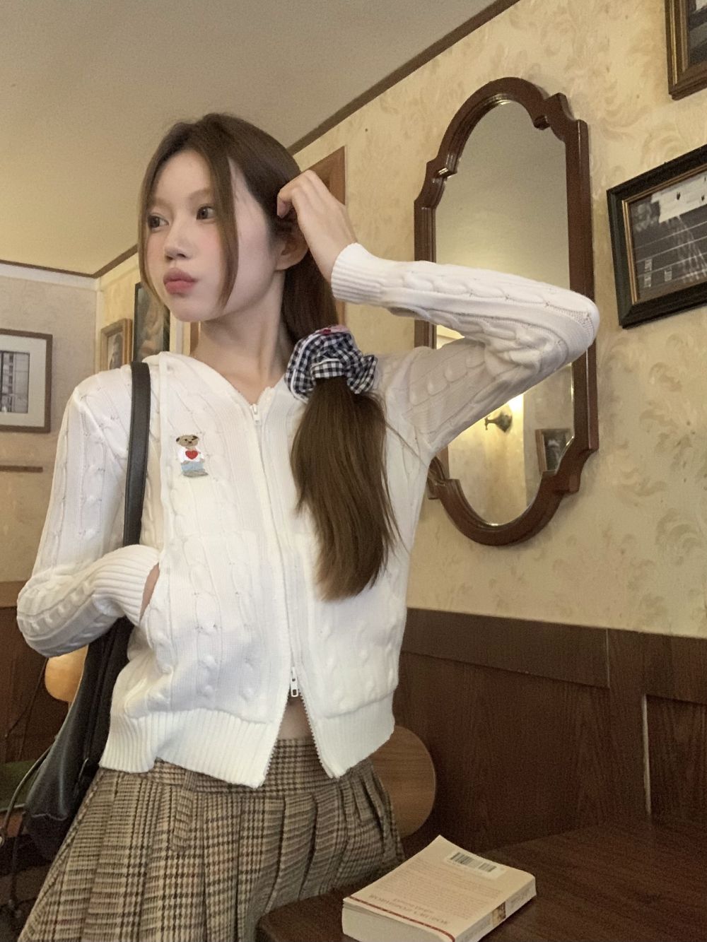 實拍三標齊麻花刺繡開衫毛衣2023秋冬法式針織設計感上衣