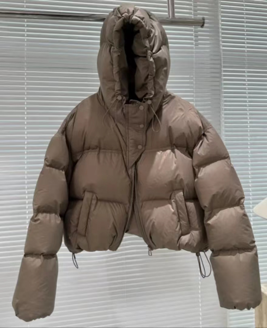 2023新款韓版連帽寬鬆休閒女短款白鴨絨羽絨服外套