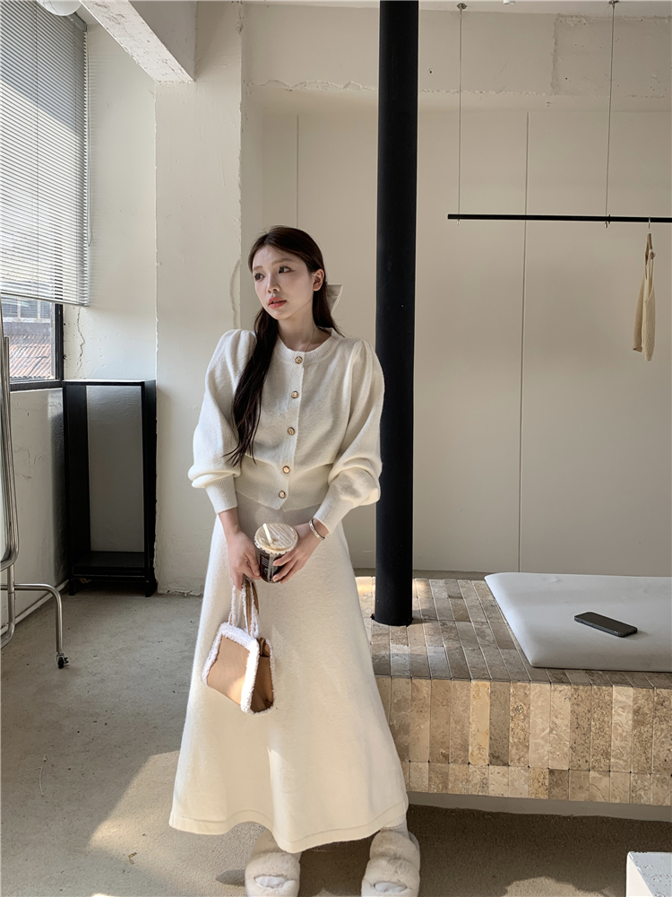 實拍~針織時尚設計感顯瘦套裝兩件套女