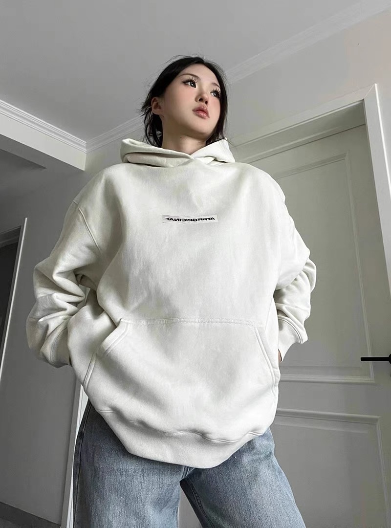 美式復古潮牌字母連帽衛衣女春秋寬鬆oversize情侶休閒百搭外套潮