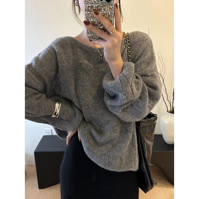 溫柔粉色慵懶風2023秋冬寬鬆軟糯韓系寬鬆毛衣女針織衫上衣外套